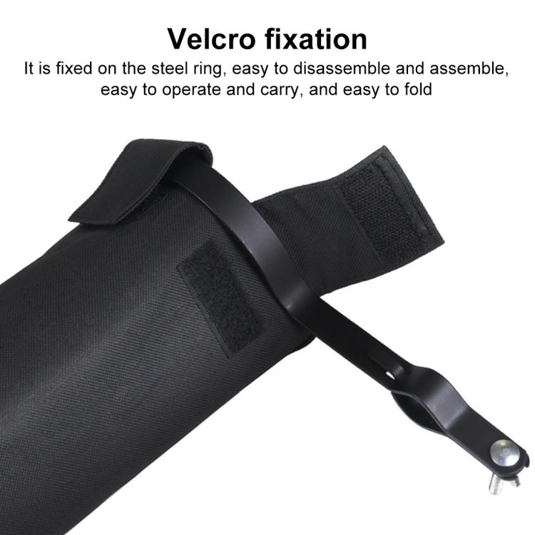 Drumstick bag with Velcro closure and black strap over the barrel