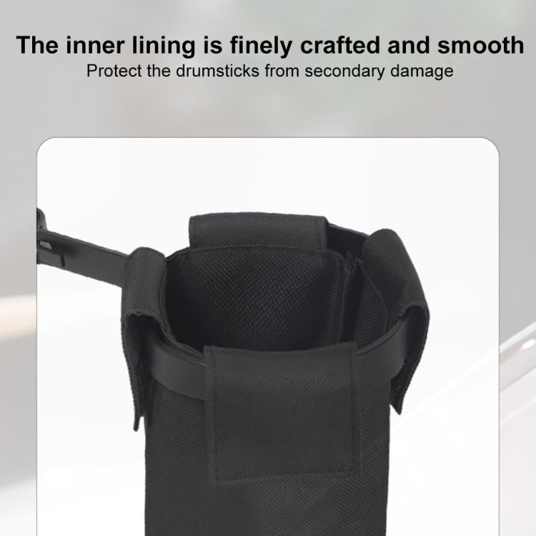 Black drumstick bag interior with smooth lining and protective pocket front