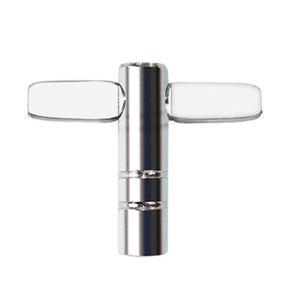 Universal drum tuning key with square-socket end, chrome metal finish
