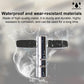 Water-resistant chrome drum tuning key with black cross bars and square socket