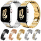 Seven-bead stainless steel watch bands shown in silver, gold, black, rose gold, and two-tone finishes.