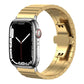 Gold stainless steel Apple Watch band with wide links and folding clasp