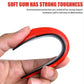 Flexible red PVC car door anti-collision strip held by hands, arrow-shaped