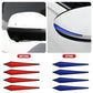Car door edge with red and blue PVC anti-collision strips shown after installation