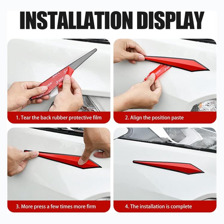 Hands installing red PVC car door anti-collision strips by aligning and pressing firmly