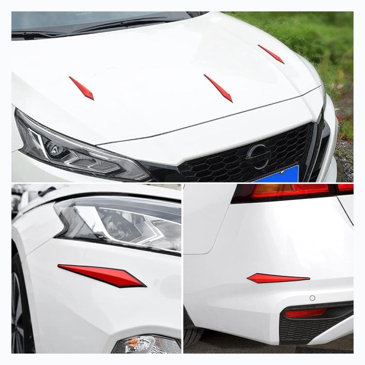 Car anti-collision PVC strip set with red strips on car front and side panels