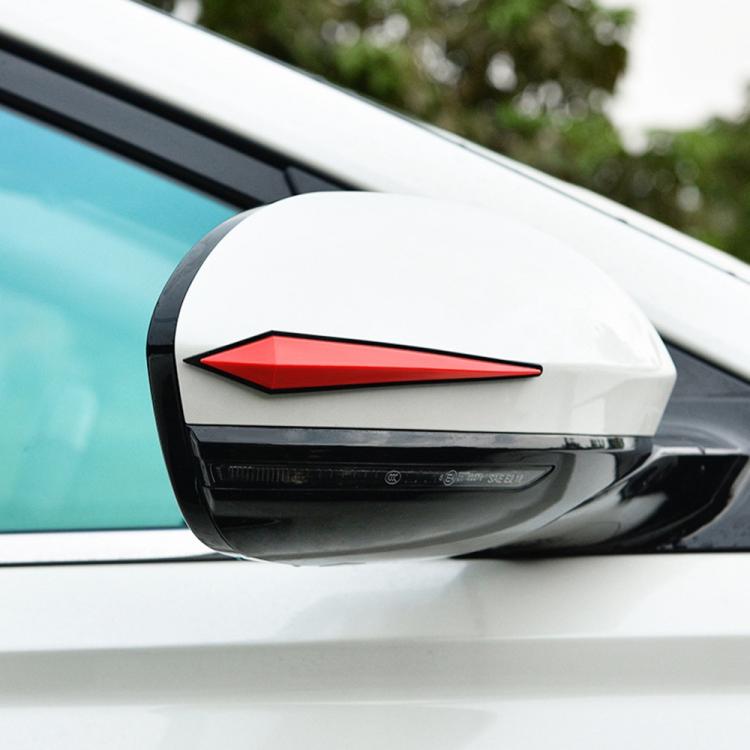 Red anti-collision PVC strip on car door edge near side mirror