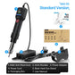 Hot air gun kit with power adapter, cord, metal stand, and two nozzles