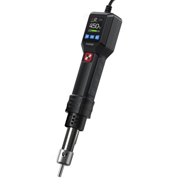 Portable hot air gun with digital screen and nozzle, black body with red power switch