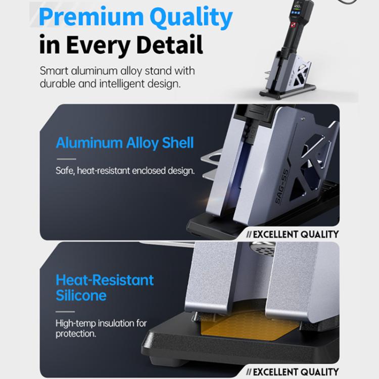 Portable hot air gun with aluminum alloy body and heat-resistant silicone insulation