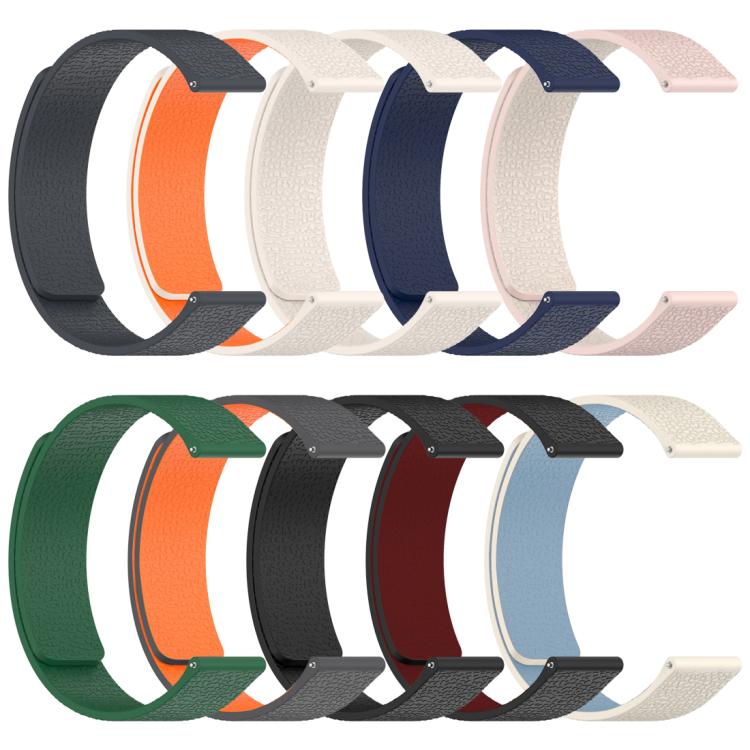Litchi-texture magnetic silicone watch bands in black, orange, cream, navy, pink, green, red and blue