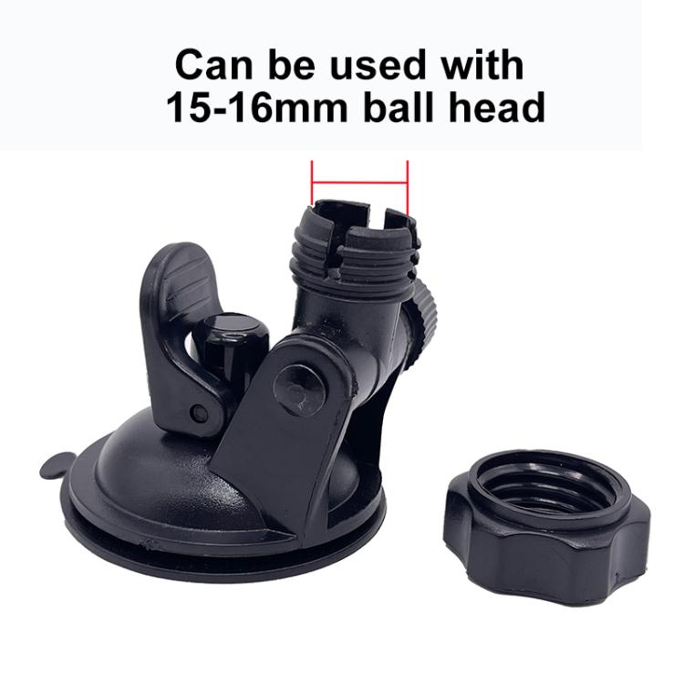 Black suction cup ball-head base compatible with 15-16mm ball heads