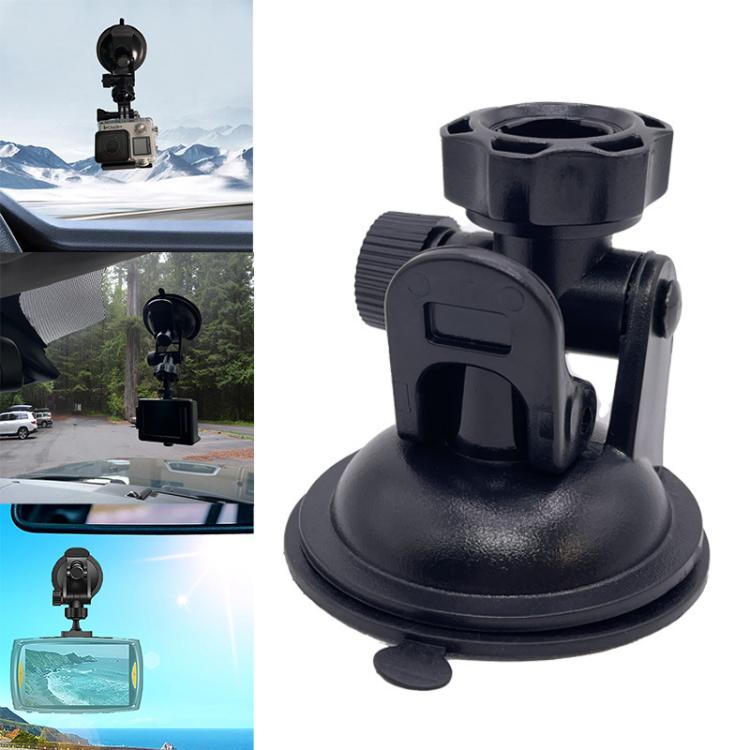 Black suction cup ball mount bracket with central cup and side release tab