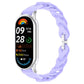 Light purple hollow-link silicone watch band fitted to a smartwatch.