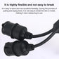 Car cigarette lighter extension cable with flexible black leads and two plugs