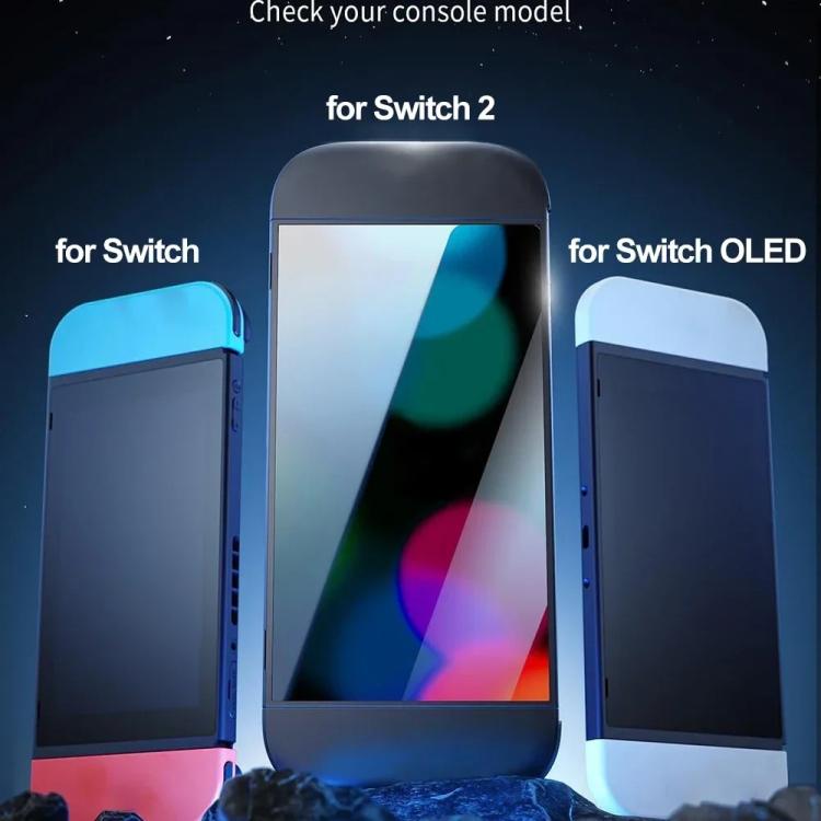 Tempered glass screen protector fitted on a handheld console screen with curved edges