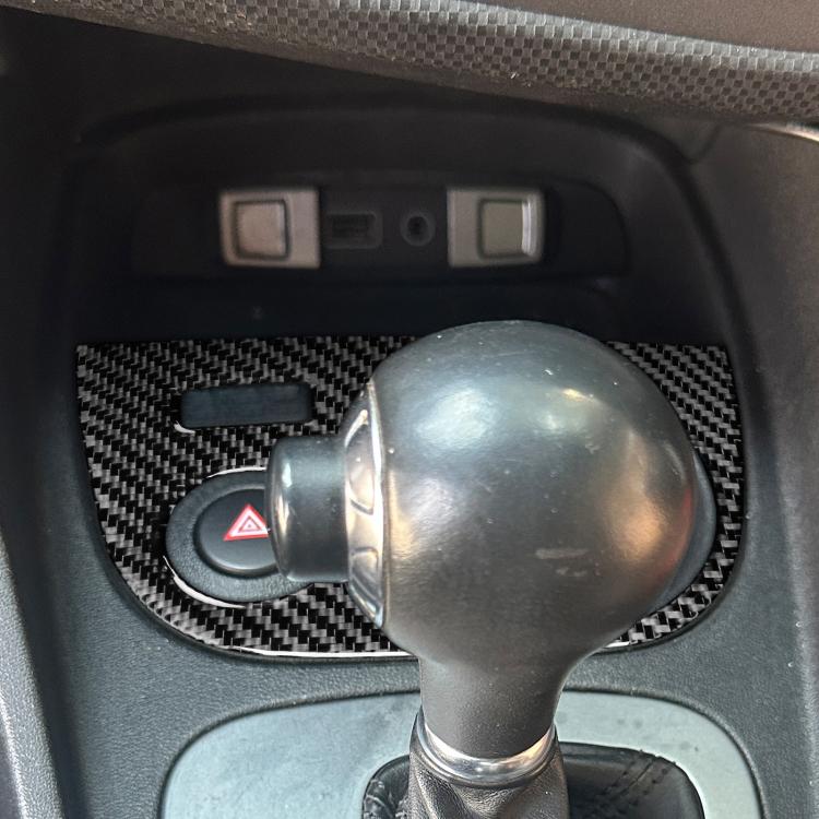Installed carbon fiber-look water cup panel sticker around gear-shift cup area, black