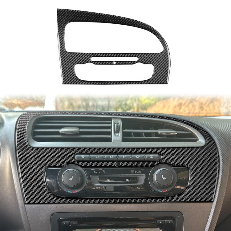 Black carbon-fiber style air vent console panel cover with two cutouts, front plate