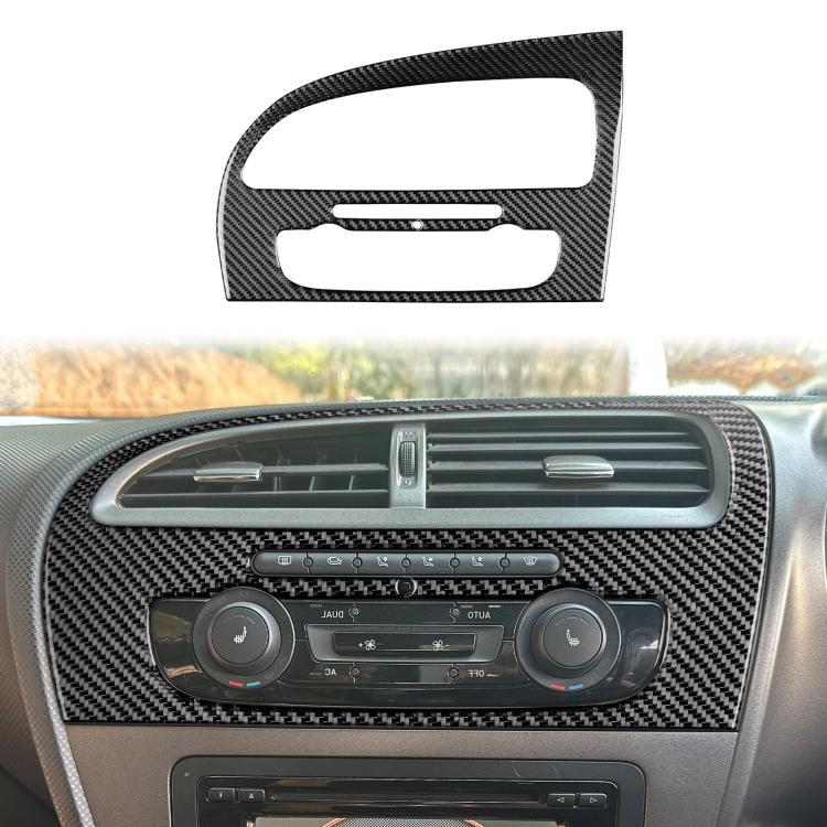 Black carbon-fiber air vent trim panel with two openings installed on center console