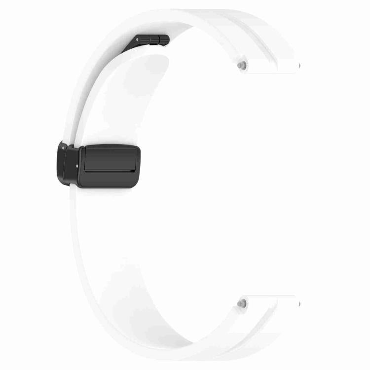 White silicone watch band with folding buckle, shown open from the side