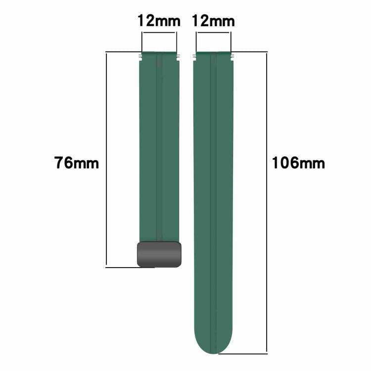 xDfind green silicone watch band pieces with 12 mm width and 76 mm and 106 mm lengths