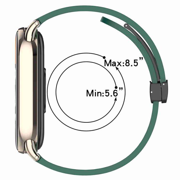 xDfind green silicone watch band shown on a smartwatch, sized for 5.6 to 8.5 inch wrists