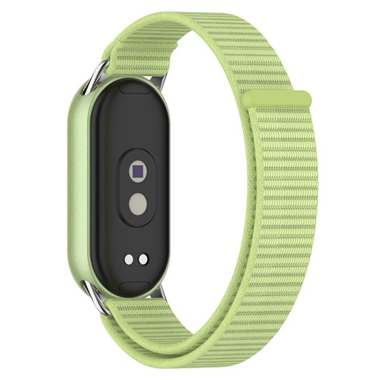 Light green nylon loop watch band with metal connectors