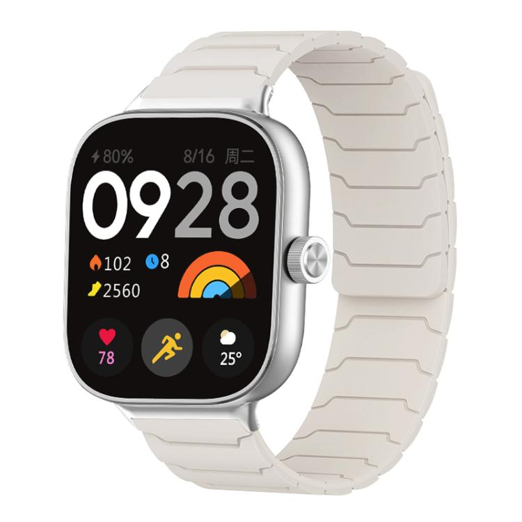 Starlight magnetic silicone watch band with segmented links, shown on a smartwatch.