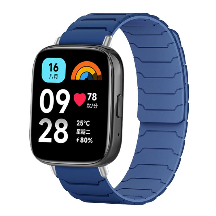 Magnetic silicone watch band in navy blue