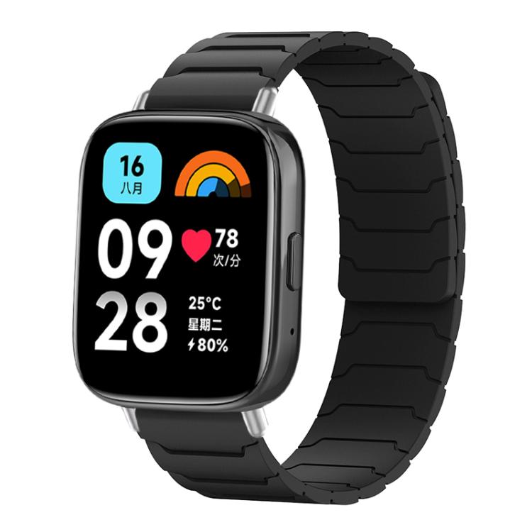Magnetic silicone watch band in black