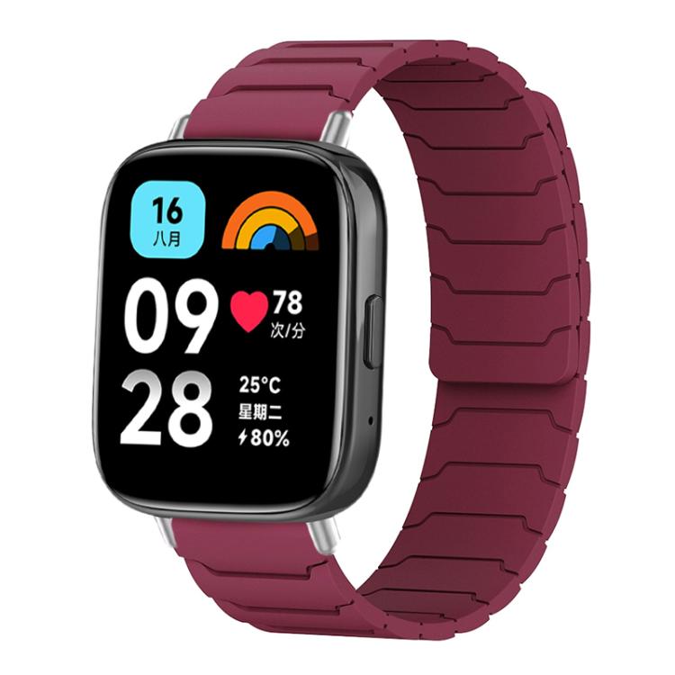 Magnetic silicone watch band in wine red