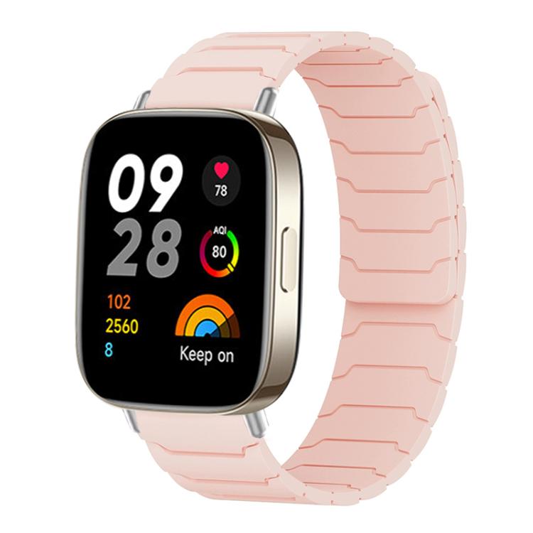 Pink sand magnetic silicone watch band with segmented links