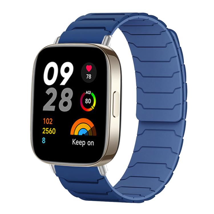 Navy blue magnetic silicone watch band with segmented links