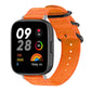 Orange nylon canvas smartwatch band with black ring buckle and perforated strap