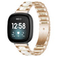xDfind rose gold metal and resin watch band with pearly white links, shown on a smartwatch
