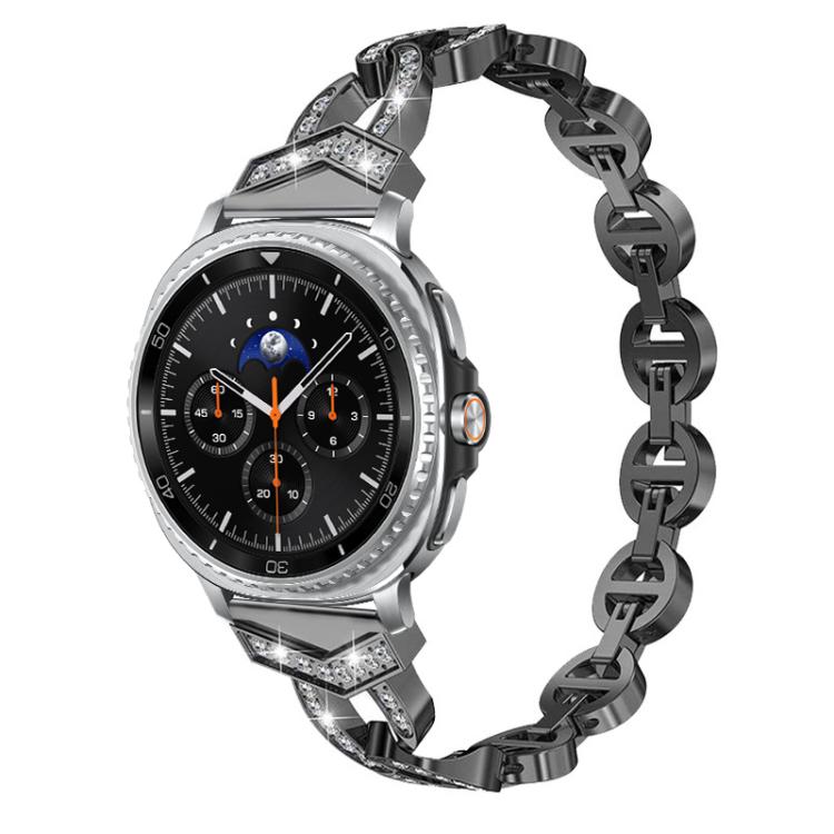 xDfind black diamond stainless steel watch band with a round chronograph smartwatch