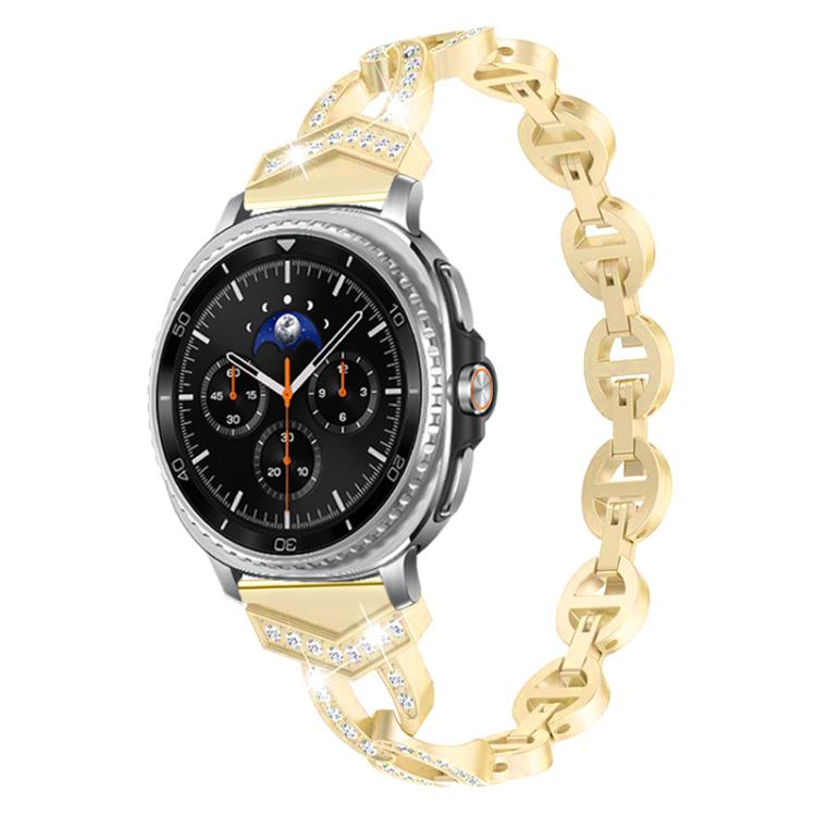 xDfind gold diamond stainless steel watch band with a round chronograph smartwatch