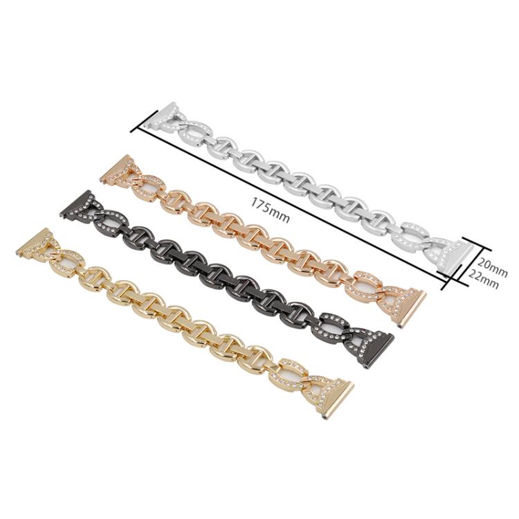 xDfind diamond stainless steel watch bands in four colors, 175 mm long and 20 or 22 mm wide