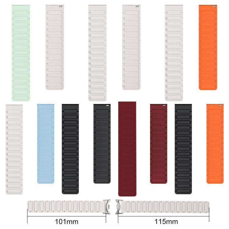 Silicone watch band strap pieces in several colors, with 101 mm and 115 mm length labels.