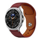 xDfind leather watch band on a watch, burgundy exterior with brown lining