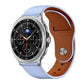 xDfind leather watch band on a watch, pale blue exterior with brown lining