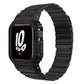 Black silicone watch band with matching integrated case and grooved strap