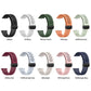 Perforated silicone watch bands with black clasps shown in ten color options