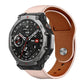 Light pink leather watch band with brown lining and rivet buckle