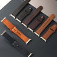 Leather watch bands in assorted colors with metal connectors and adjustment holes