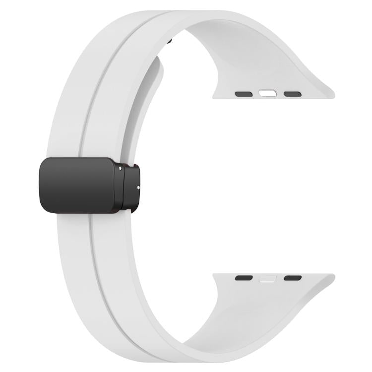 xDfind white silicone Apple Watch band with black folding buckle