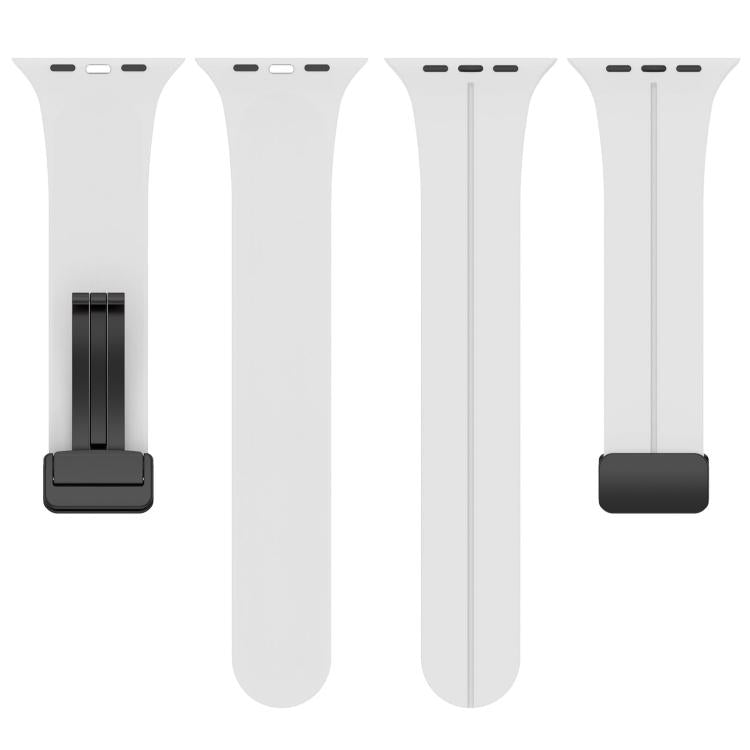 xDfind white silicone Apple Watch band pieces showing the buckle and strap ends