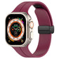 xDfind wine red silicone Apple Watch band with black folding buckle, shown on a watch
