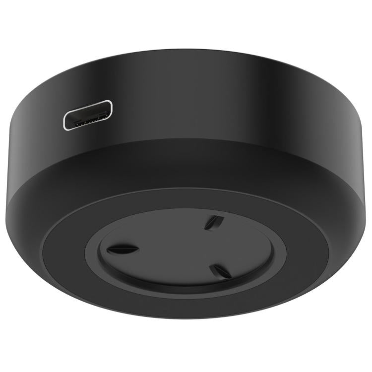 Black universal charging base with USB-C port on the side