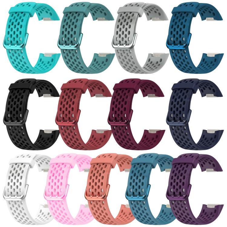 Set of perforated silicone watch bands in assorted colors with metal buckles